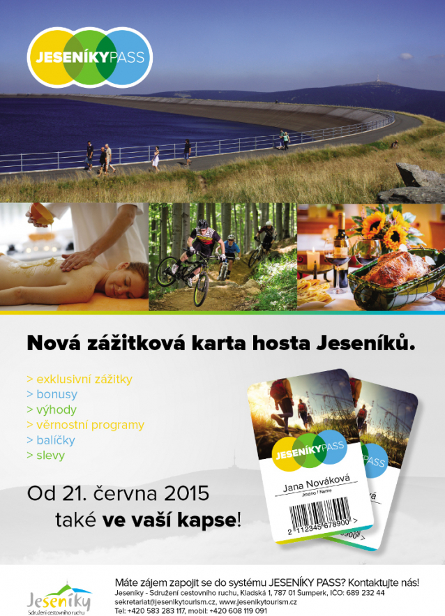Slevová karta Jeseníky Pass nabízí polohovou službu