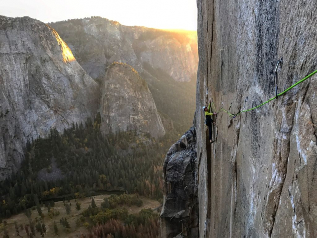 Climber Adam Ondra in the Dawn Wall