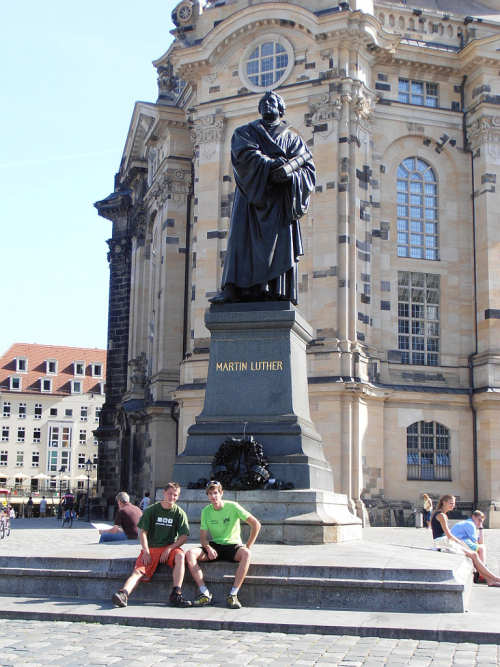 Drážďany. Martin Luther před Frauenkirche.