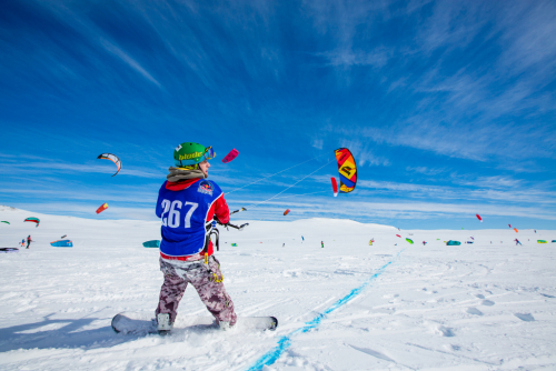 Competitor performs during the Red Bull Ragnarok at Hardangervidda in Haugastol, Norway on April 1st, 2016.