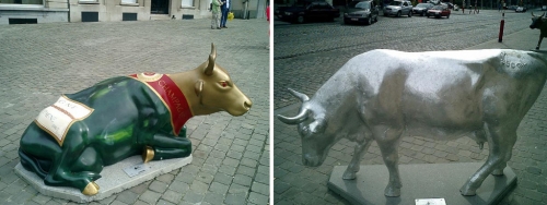 Brusel, výstava pomalovaných krav.