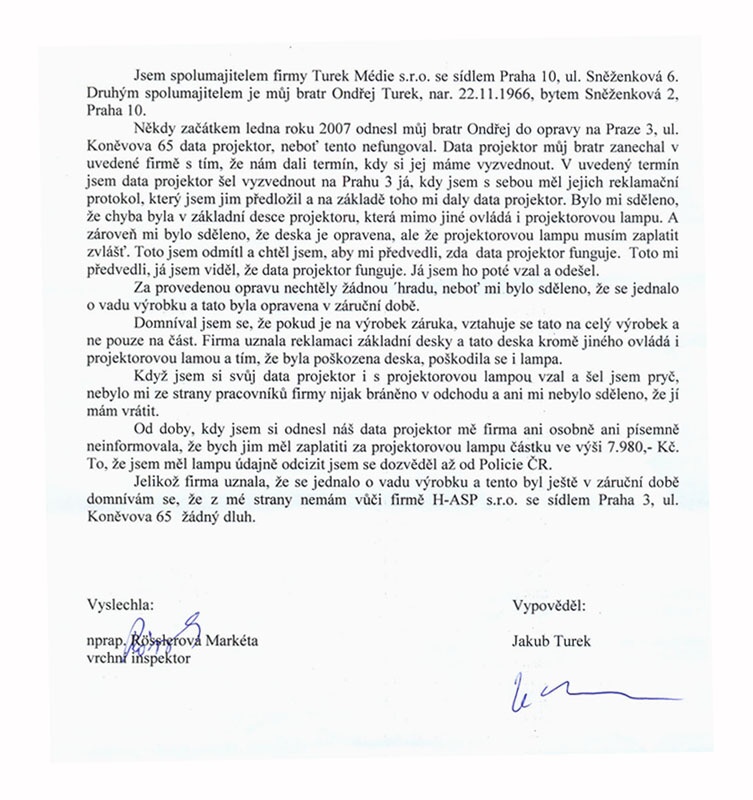 Benq se soud se zkaznkem - Horydoly.cz 