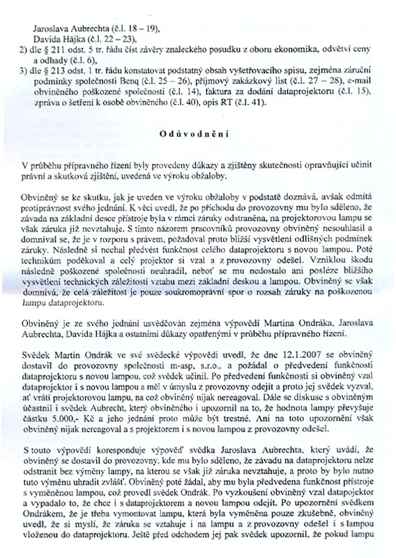 Benq se soud se zkaznkem - Horydoly.cz 