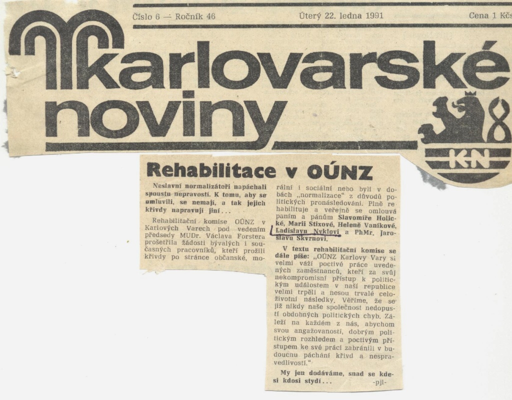 Rehabilitace Ladislava Nykla - Horydoly.cz 