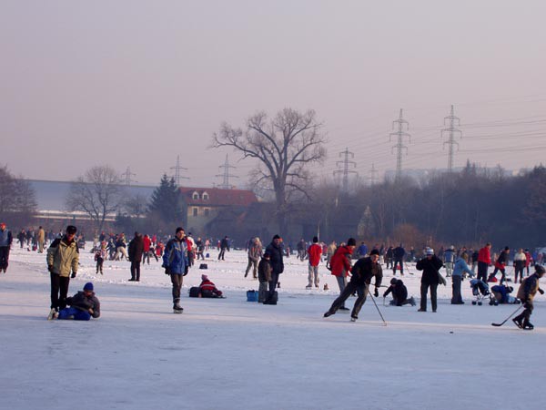 Hostivask pehrada a Hamersk rybnk pod ledem