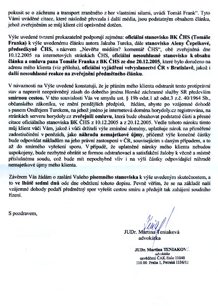 Horsk zchrann sluba pe Horydoly