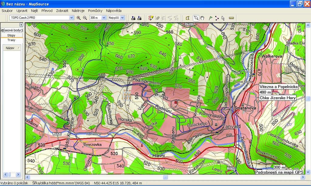 Turistick mapa pro GPS Topo Czech 2Pro