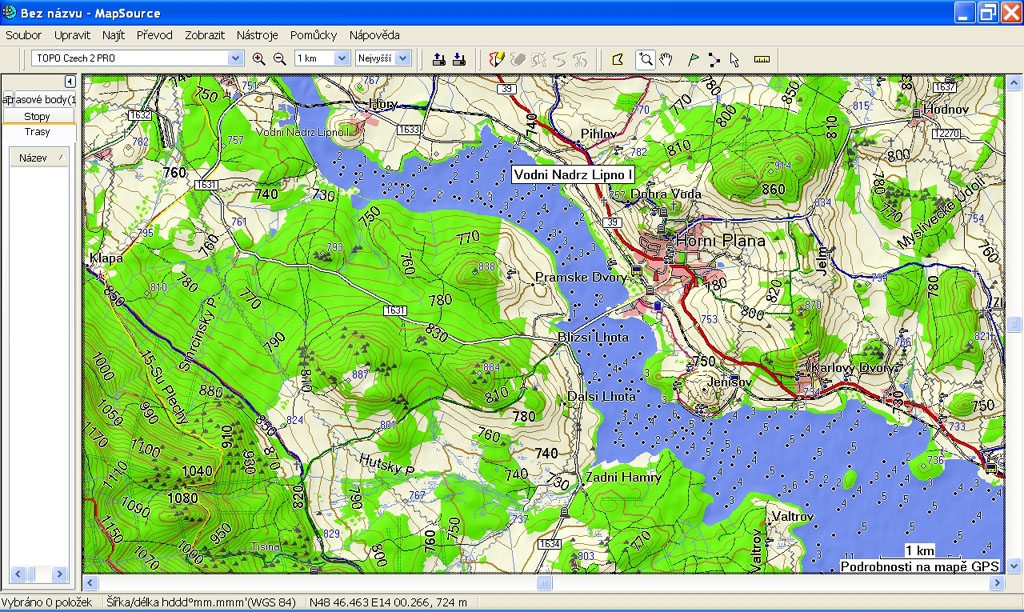 Turistick mapa pro GPS Topo Czech 2Pro