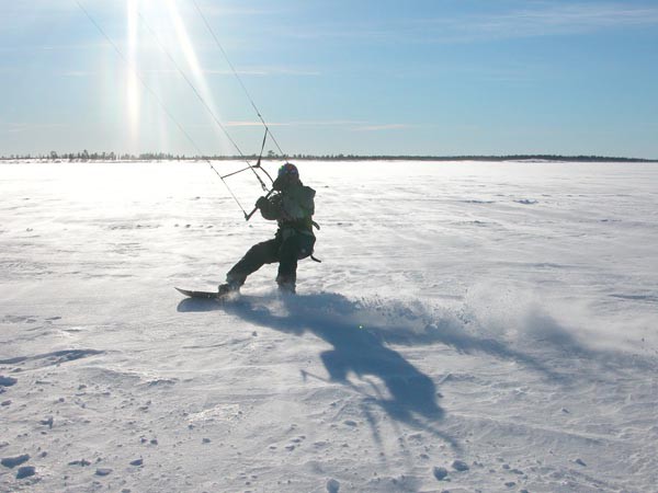 Finsko, Inari, kiteboarding 