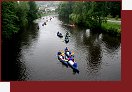 Vltava, plná řeka na konci Českého Krumlova