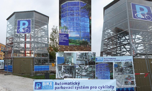 Parkovací věž pro jízdní kola v Hradci Králové 