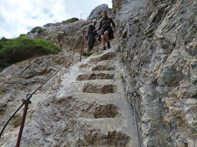 Westwandrampe Rote Flüh: horské lezení než napadne první sníh