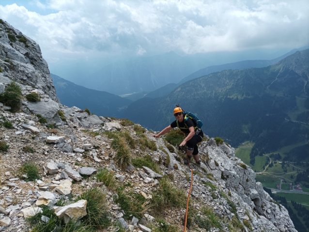 Westwandrampe Rote Flüh: horské lezení než napadne první sníh