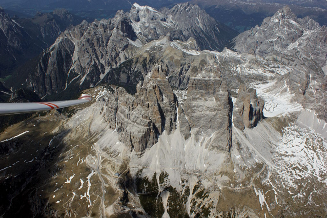 Jižní stěna Cima Ovest na Tre Cime di Lavaredo