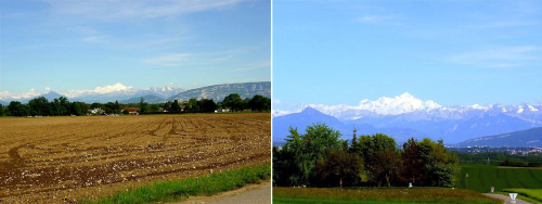 Výhled ze sídliště na Mont Blanc