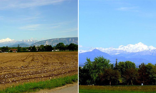 Výhled ze sídliště na Mont Blanc Výhled ze sídliště na Mont Blanc