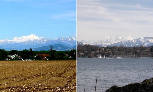 Výhled ze sídliště na Mont Blanc