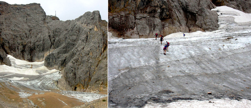 Höllentalferner, malý ledovec pod Zugspitze.