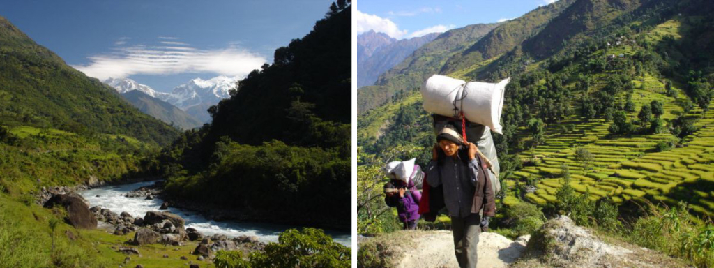 Nosič na Annapurna Trek.