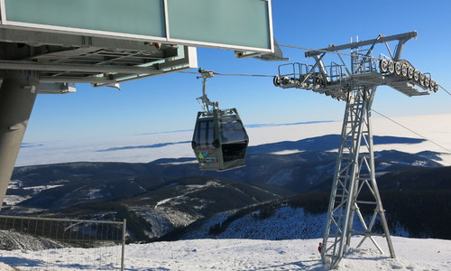 New cable car on Sněžka, Giant Mountains, Czech Republic New cable car on Sněžka, Giant Mountains, Czech Republic
