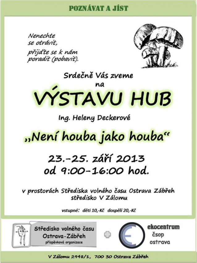 Výstavy hub v září a říjnu 2013