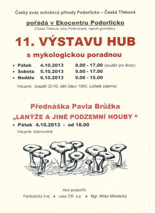 Výstavy hub v září a říjnu 2013