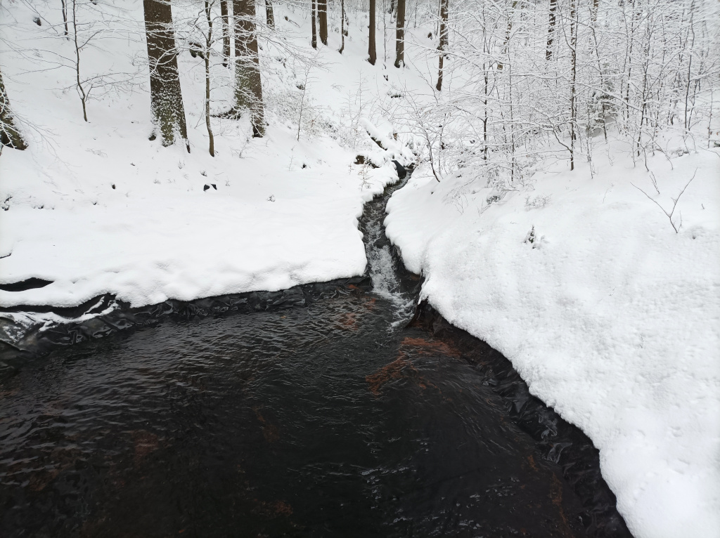 Paseky nad Jizerou, Havírenský potok přitéká do nádrže.