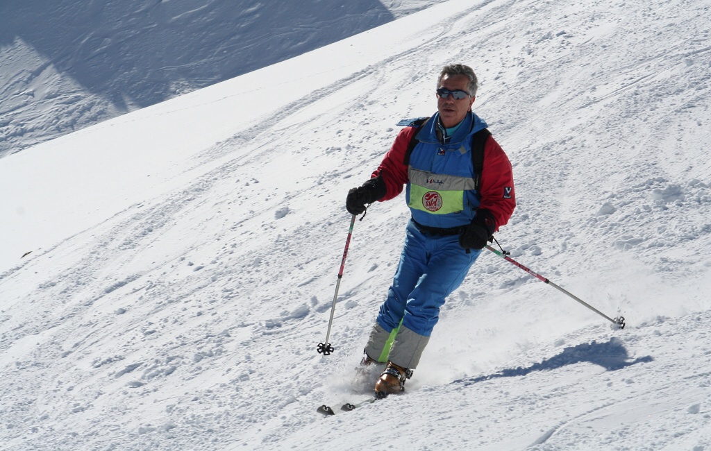 La Grave, lyžařský klasik na svahu.