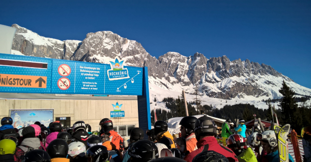 Dlouhý lyžařský den pod Hochkönig