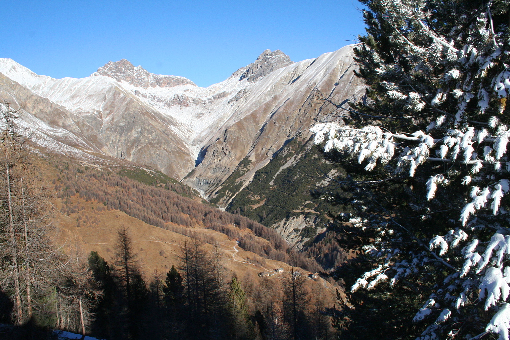 Val Federia, klasický freeridový itinerář v Livignu, je letos zatím bez sněhu.