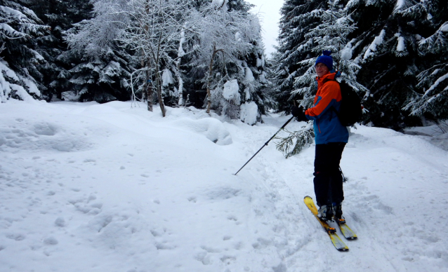 Pomezní hřeben v Krkonoších na lyžích