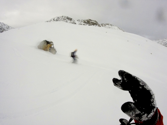 Skialpinismus u Hohehzollernhaus na západě Ötztalských Alp