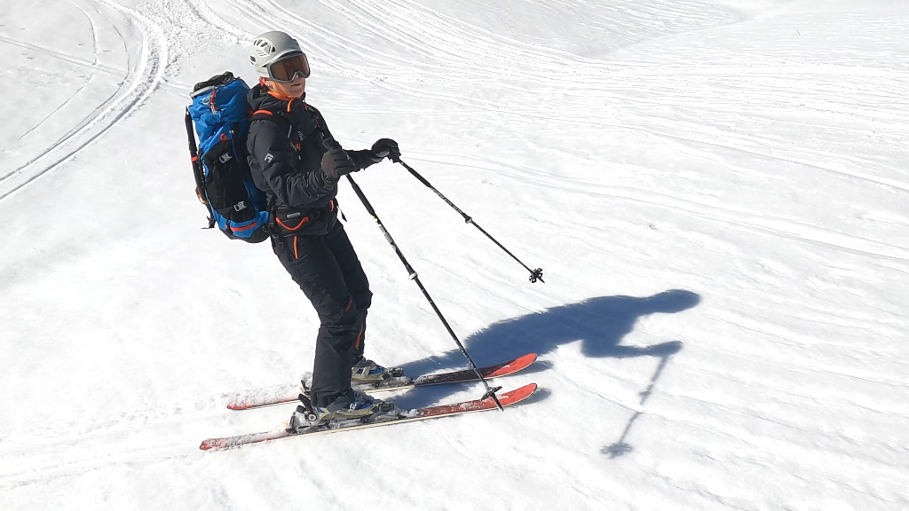 Skialpinistka na Kopském sedle mezi Vysokými a Belianskými Tatrami.