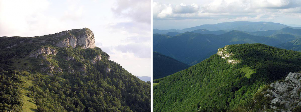 Lúčanská Fatra. Kľak (vlevo) a Ostrá skála.