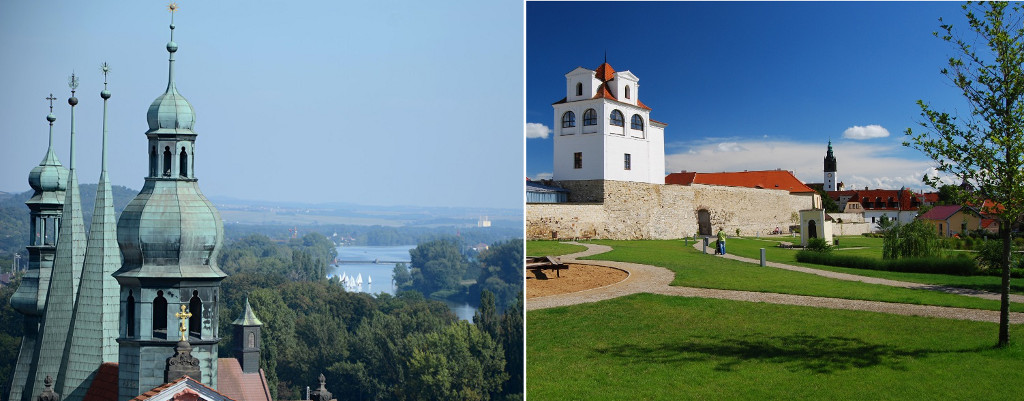 Litoměřice: vlevo Kalich, vpravo hrad. 