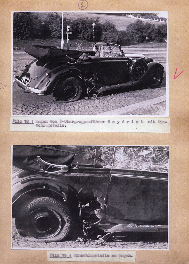 Heydrichovo demolované auto, Gestapo archiv.