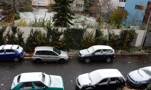 První sníh v Praze 2016