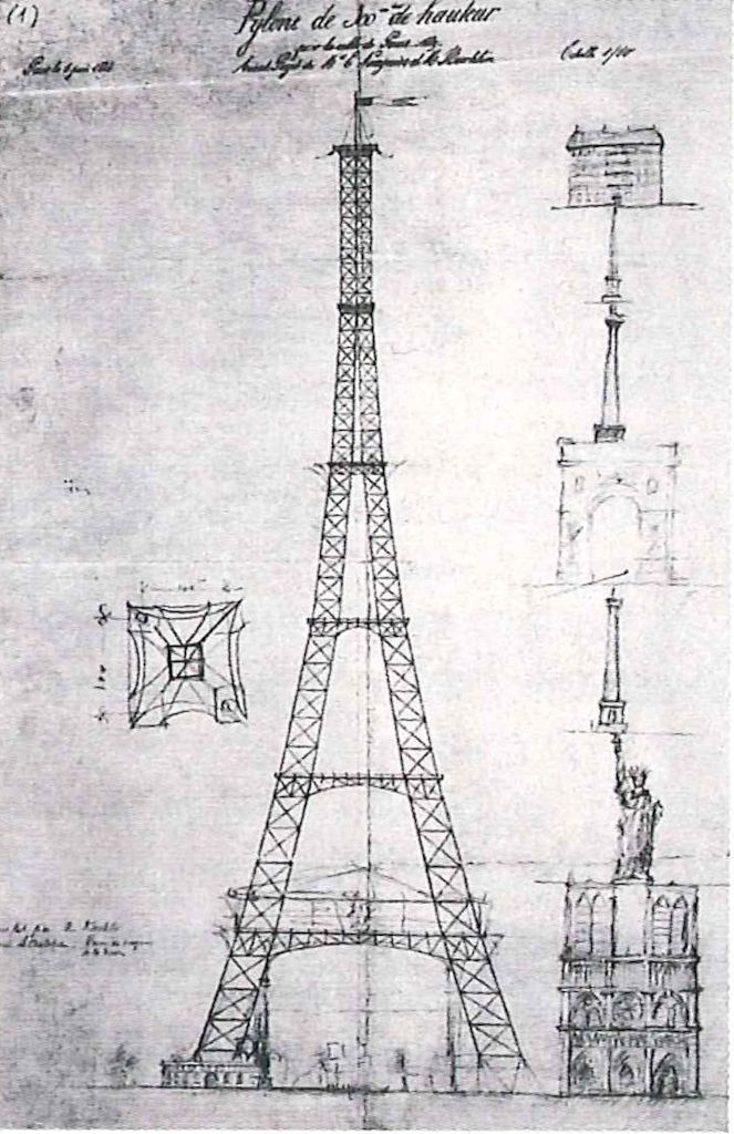 Koechlinův projekt Eiffelovy věže.