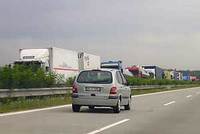 Zablokovaná dálnice na Rozvadov Zablokovaná dálnice na Rozvadov