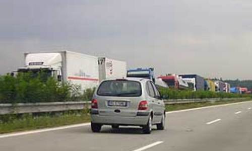 Zablokovaná dálnice na Rozvadov Zablokovaná dálnice na Rozvadov