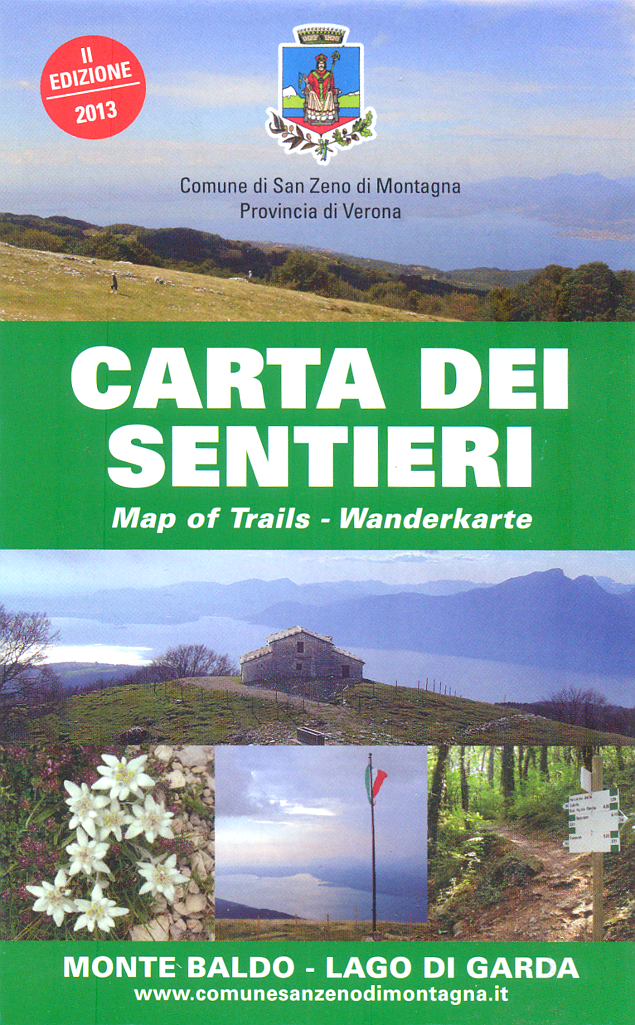 Lago di Garda. Mapa turistických stezek na Monte Baldo.