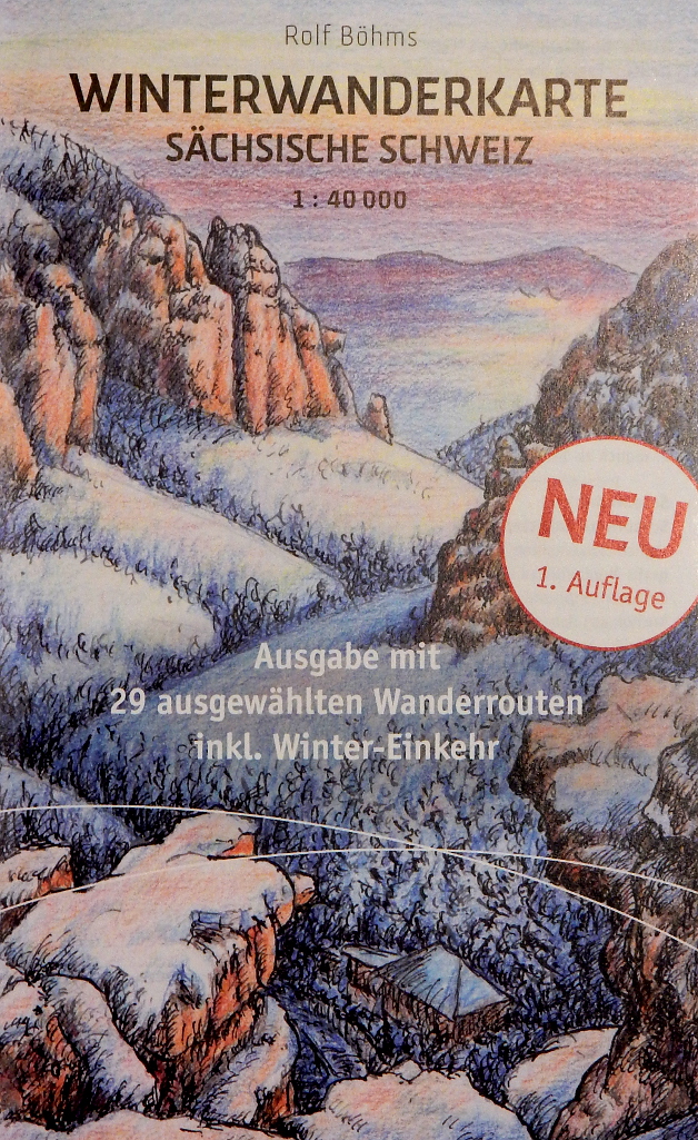 Zimní turistická mapa Saské Švýcarsko.