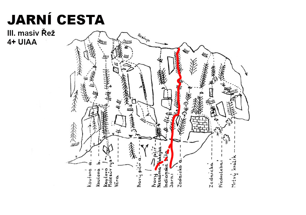 Řež, pravá část III. masivu. Jarní cesta. 