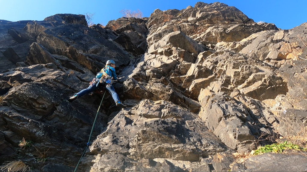 Koutová cesta v Řeži. Klíčové místo výstupu.