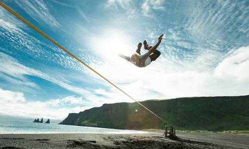 Slackline na Islandu pokračuje Slackline na Islandu pokračuje