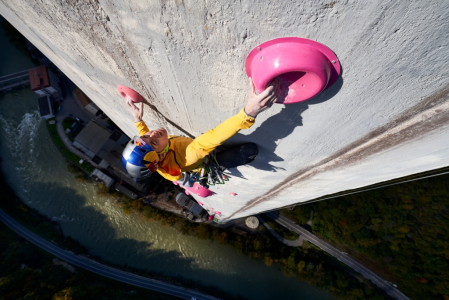 Slovenian duo scale the tallest chimney in Europe which scales 360 metres high