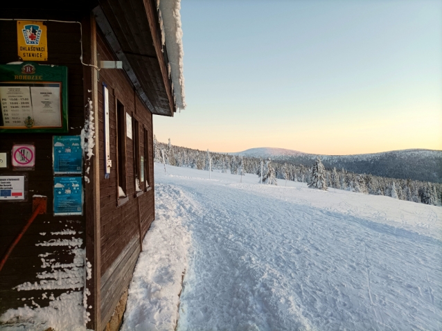Divoká strouha z Kotelského sedla v zimě na lyžích