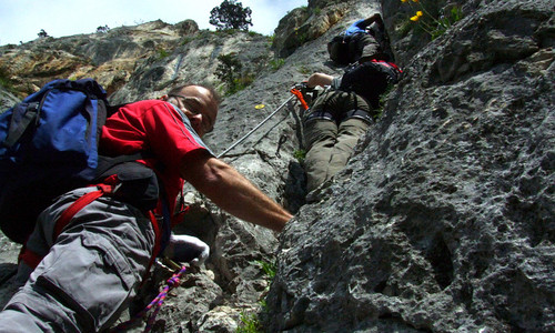 Idiot na ferátě HTL Steig Hohe Wand Idiot na ferátě HTL Steig Hohe Wand