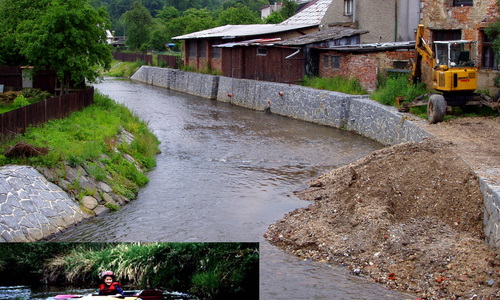 Panenský potok s kajakářem panicem