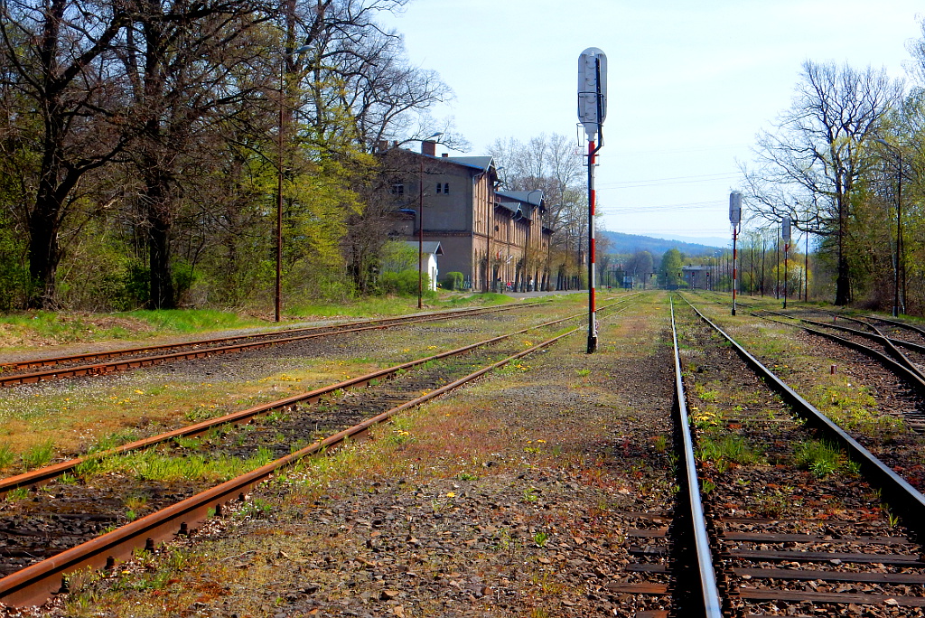 Zawidow, dříve významné hraniční nádraží mezi Německem a Čechami, tehdy Rakouskem-Uherskem. 